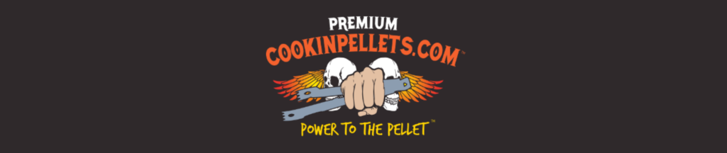 CookinPellets grilling pellets banner showing company logo with solid brown background. CookinPellets came in 5th place on the list of the best grilling pellets brands