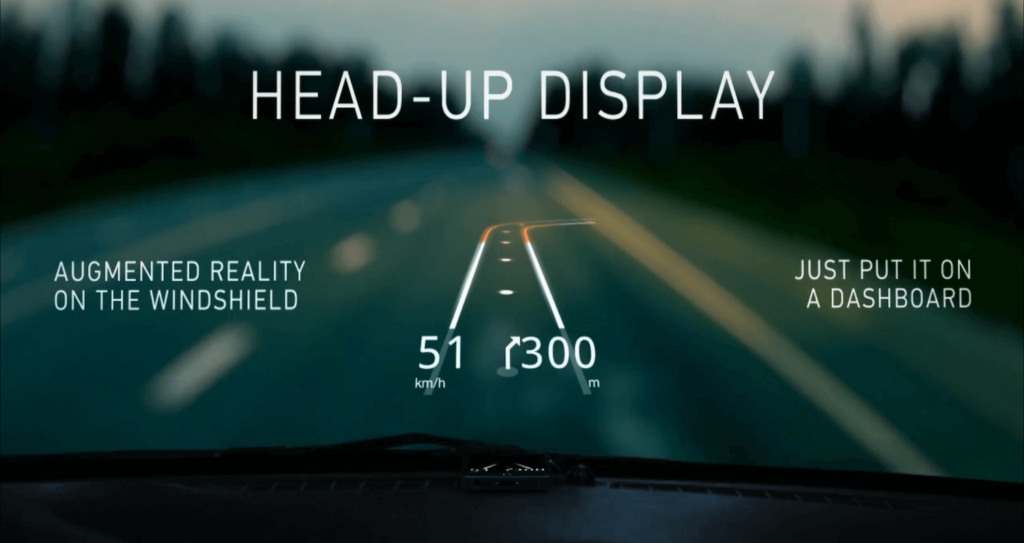 Head-up-display reflecting off car windshield